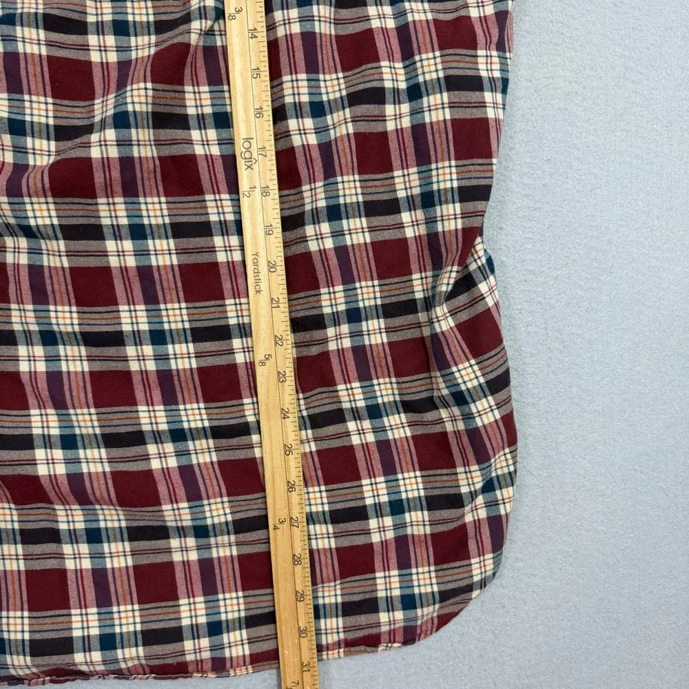 Vintage Polo Ralph Lauren Button Down Shirt Large Maroon Blaire Plaid Preppy